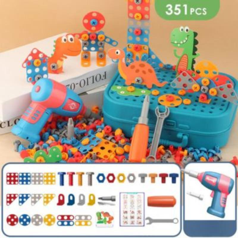 Ce kit éducatif offre 351 pièces de construction colorées, accompagnées d'une perceuse électrique sécurisée. Parfait pour stimuler l'imagination des enfants tout en favorisant leur développement moteur et cognitif.